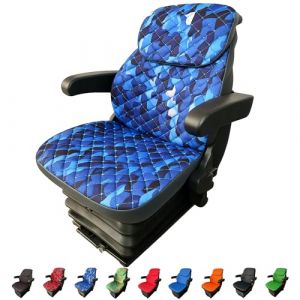 Binbir Trend Lot de 3 housses de si&egrave;ge universelles robustes pour tracteur avec appui-t&ecirc;te, chariot &eacute;l&eacute;vateur (Impertex bleu camouflage) (BinbirTrend06, neuf)