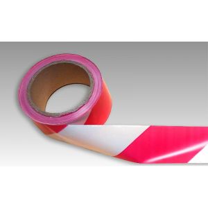 rubalise plastique 50mm*100m - Rose/Blanc (La Boutique des organisateurs, neuf)