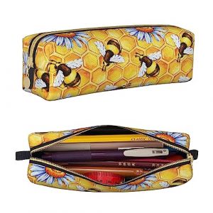 PAQGSREM Petite trousse à crayons, trousse à crayons, clés, léopard marron, trousse de rangement pour papeterie, école, bureau, voyage, Abeille et ruche dorée, Taille unique, Trousse à crayons (yichangshisanzexushangmaoyouxiangongsi, neuf)