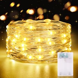CandLuc Guirlande Lumineuse LED &agrave; Piles 5M 50 LEDs, Mini Guirlande LED avec Minuterie Interieur Ext&eacute;rieur D&eacute;coration Lumi&egrave;re pour Chambre No&euml;l Mariage Anniversaire Soir&eacute;e, (GZ MingAo, neuf)