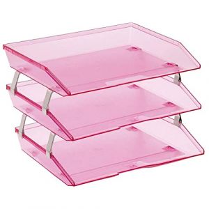 Acrimet Facility Bac à Courrier à 3 Niveaux/Charge Latérale A4, Organiseur de Bureau, en Plastique (Couleur Rose Transparent) (Easy 2 Buy Distributors, neuf)