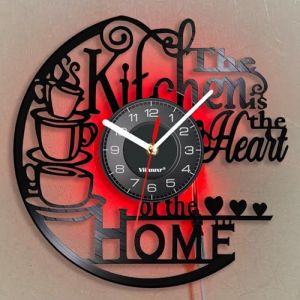 Viiluuxr Disque Vinyle Pendules Murales 30 cm de Diam&egrave;tre Horloge Digitale LED Moderne Horloge Cuisine Salon Lumineuse Silencieuse sans Tic-tac Murale Salle &agrave; Manger D&eacute;corative. (Viiluuxr, neuf)