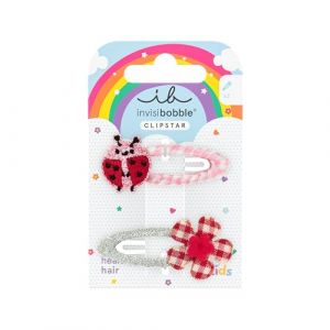 invisibobble SNAP CLIP KIDS Happy Ladybird (2 pi&egrave;ces) &ndash; Barrettes enfants coccinelle & fleur &ndash; Pour filles & gar&ccedil;ons &ndash; Pour cheveux fins &ndash; Ludique & s&ucirc;r (New Flag GmbH, neuf)
