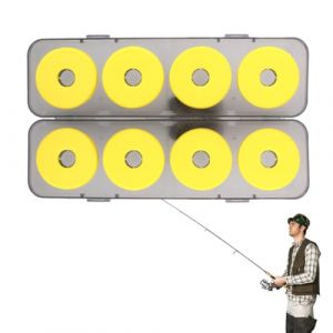 OUDQFCJ 8 Pi&egrave;ces Bobines de Mousse de Rangement pour Ligne de P&ecirc;che, Enrouleur Bobine Fil de Peche, Bobine Fil de P&ecirc;che avec Bo&icirc;te en Plastique,Rangement Peche Accessoires Peche (Mapico, neuf)