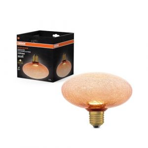 OSRAM Lampe LED DECOR FLAT en verre craquel&eacute;, plate &Oslash;150 mm, orange, E27, 3,5 W, 300 lm, 2 700 K, blanc chaud, IP20, look vintage (Ultramera, neuf)