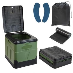 Montafox Toilette Portable Camping Max 150 kg Toilettes Mobiles WC Toilettes Pliables Sèches Séparées 12 Sachets Stables - Couleur:Vert/Noir (BB Sport, neuf)