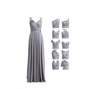 72styles Robe Infinity avec Bandeau, Robe Demoiselle d'honneur Femme Convertible, Longue, Grande Taille, Multi-Way, Soir&eacute;e,Mariage Invit&eacute;e, Gris, Taille Unique (INFINITYDRESS, neuf)