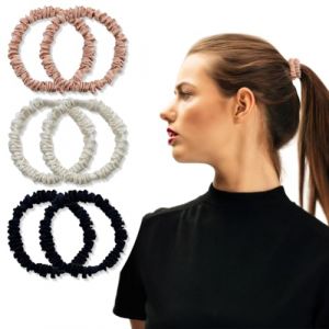 KEWUF 6 Pcs chouchou soie, chouchou cheveux, chouchou cheveux soie, chouchou en soie, chouchous en satin de soie de mûrier pour femmes, Élastiques pour femmes, Doux pour les cheveux (VicFENG001, neuf)