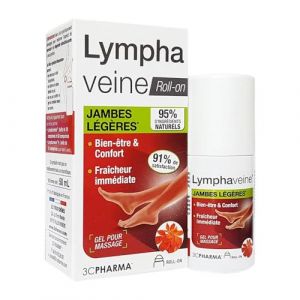 LYMPHAVEINE Roll-on | Gel Rafra&icirc;chissant pour Circulation Veineuse et Lymphatique | Jambes L&eacute;g&egrave;res et Bien-&Ecirc;tre Instantan&eacute; | Flacon de 50 ml avec Bille Massante - 3C PHARMA (Parasanteonline, neuf)