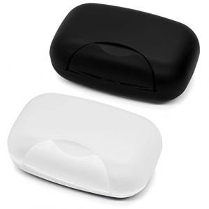 Bo&icirc;te &agrave; Savon de Voyage, Imperm&eacute;able Porte-Savon en Plastique, bo&icirc;te &agrave; Savon Solide pour Salle de Bain (Noir & Transparent, 2) (Kewayer, neuf)
