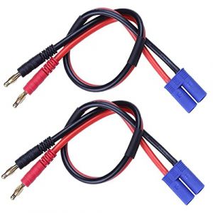 LINSYRC 2 pièces Connecteur Mâle EC5 vers Connecteur Mâle Bullet Fiche Banane 4,0MM 4MM Câble de Charge de Batterie RC avec Câble en Silicone 12AWG 30CM pour Jouets de véhicule d'hélicoptère RC (LinSY, neuf)