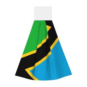 Lingettes absorbantes en velours corail avec drapeau de Tanzanie – Serviettes à suspendre pour cuisine, salle de bain, camping, extérieur et plus encore (gaunjuhaodianpu, neuf)