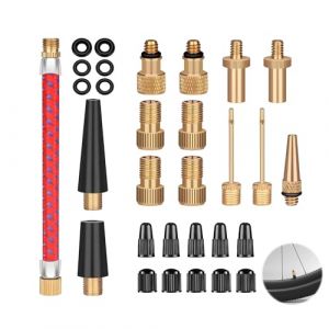 Embout Pompe V&eacute;lo, Kit Adaptateur de Valve de V&eacute;lo Adaptateur pour Valve Fran&ccedil;aise Aiguille Gonflage Ballon Kit R&eacute;paration avec Bo&icirc;te de Rangement pour Matelas Ballons Compresseur Pompe &agrave; V&eacute;lo (Dailiankeji, neuf)