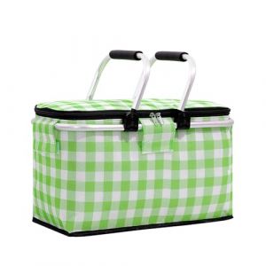 Luckwaii Panier Pique-Nique Grand Sac Isotherme, Pliable Picnic Basket avec Doublure Anti-Fuite et Couvercle &agrave; Fermeture &eacute;clair, 22L Poign&eacute;e Coulissante en Aluminium Portable pour Camping Pic Nique (jianhangxiaodian, neuf)