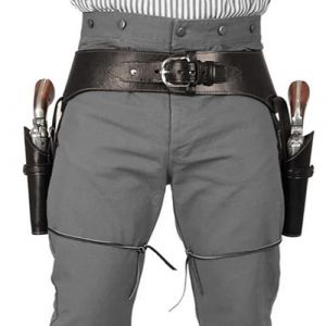 Ceinture de Pistolet Cowboy PU Ceinture Ouest avec Porte-Revolver à Double Pistolet Ceintures occidentales de Taille pour Hommes Costume Steampunk pour la fête Cosplay d'halloween (Coffee Brown) (ShaoHua-FR, neuf)