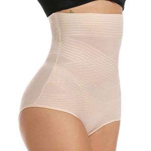 SLIMBELLE® Femme Panty Gainant Invisible à Taille Haute Culotte Sculptante Gaine Amincissante Ventre Plat Shapewear Minceur Body Shaper avec Armature, Beige, Taille M (Shiny Collection-88, neuf)