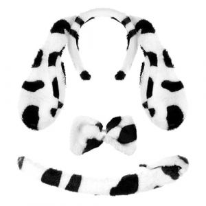 Cosplay Peluche Chien Pois Bandeau Papillon et Queue Costume Enfants Costume Amusant Carnaval Fournitures pour Carnaval Oreille et Queue de Chiens Costume pour Femme Oreille et Queue Ensemble Cosplay (Qianyoujie, neuf)