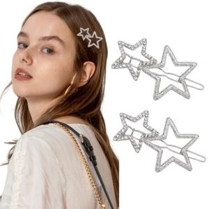 2pcs argent creux étoile épingle à cheveux strass Star épingle à cheveux élégant métal épingle à cheveux cristal décoration épingle à cheveux dame bal Party mariage accessoires de cheveux (Eooy, neuf)