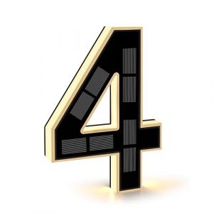 CARPESUN Numero de Maison Exterieur Solaire Illumin&eacute; pour Ext&eacute;rieur &eacute;tanche, Numero Porte, Plaque de Num&eacute;ro de Maison Illumin&eacute;e Solaire, Num&eacute;ro de Maison Lumineux Noir (4 - Noir, 23 cm) (XLONGAuto, neuf)