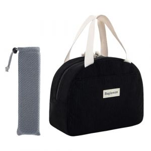 ZENGSING Sac Isotherme Repas, Bo&icirc;Te &agrave; D&eacute;Jeuner Isol&eacute;E Pour Femmes, Pochettes &agrave; couverts, Sac Isotherme Repas Bureau En Velours C&ocirc;Tel&eacute; Pour &eacute;Cole Bureau Pique-Nique (Noir) (ZENGSI, neuf)