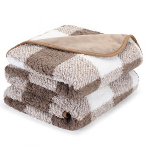 IDOGCHEW Couverture Chien Imperméable 152 x 127 cm, Plaid Chien Anti Pipi, 2 Faces Utilisables en Sherpa et Flanelle, Protège pour Lit Canapé Fauteuil, Brun Clair (IDOGCHEW, neuf)