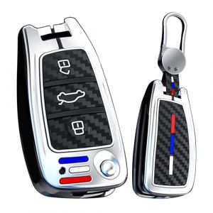 HIBEYO Coque de cl&eacute; de voiture Convient pour Audi A1 A3 A4 A5 A6 A8 Q2 Q3 Q5 Q7 R8 RS3 RS4 RS6 S3 S4 S6 C6 TTRS TT TTS Accessoires Motif en Fibre de Carbone Coque de cl&eacute; Couverture Porte-cl&eacute;s (bingomotor, neuf)