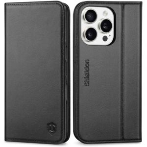 Shieldon Coque pour iPhone 16 Pro 5G, Etui Cuir Véritable Housse Portefeuille Anti-Choc [Blocage RFID] Étui Support Protection Intégrale Compatible avec iPhone 16 Pro (6,3 Pouces 2024) - Noir (TG-Global FR, neuf)