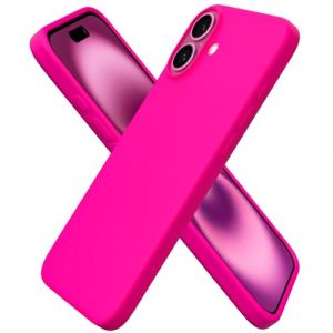 ORNARTO Coque pour iPhone 16 Plus, Housse en Silicone Liquide Compatible avec iPhone 16 Plus 6,7 Pouces, Étui Fine Slim, Case Souple Protection Complète, Cover Antichoc (Rose Fluo) (ORNARTO FR, neuf)
