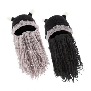 Homoyoyo Chapeau Viking Pour Garçon Bonnet Viking Tricoté Barbe Courte Chapeau En Corne Accessoire De Fête (Alda Jin, neuf)