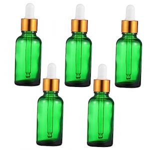 UKCOCO Flacon Compte-Gouttes en Verre Rechargeable 30Ml Lot de 5 Bouteilles d'Huiles Essentielles pour Voyage Flacons Compacts et Pratiques (Fruitscher, neuf)