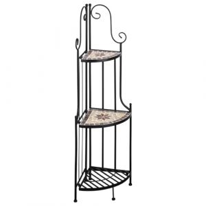 Petite étagère d'angle Pliable 115 cm Mosaïque - Support pour Plantes extérieur - Étagère à Fleurs intérieure - Escalier à Fleurs en métal Noir - Étagère d'angle - Étagère à Herbes - Porte-Fleurs (Kamelio GmbH, neuf)