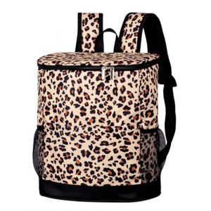 AUXDIQ 15L Sac &agrave; Dos Isotherme &agrave; Glaci&egrave;re Sac de Pique-Nique Sac Isotherme Portable Cooler Backpack Bag (L&eacute;opard Clair) (AUXDIQ, neuf)