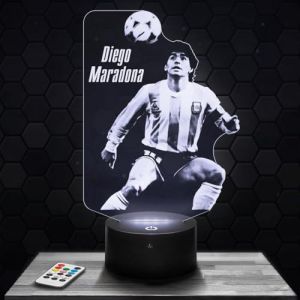 Lampe de chevet, Veilleuse Tactile Argentine - D. Maradona Joueur de foot Sport Lampe 3D LED illusion, Idée cadeau Noël anniversaire garçon et fille Lampe de nuit chambre d'enfant ou adulte TOP (Lampephoto-fr, neuf)