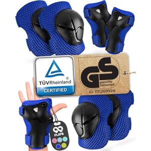 99FLIPS Protection Roller Enfant fille - protection enfant velo - genouillère enfant - protection skateboard enfant BMX Scooter Inline Skate - FLASH S/M Bleu (Niuri, neuf)