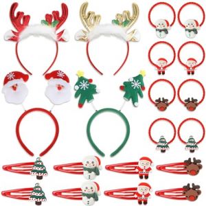 HOWAF Serre Tete Noel Accessoire Noel, Cerf Tete Noel Serre Tete Renne P&egrave;re No&euml;l Arbre de No&euml;l, Pince Cheveux Noel Pince a Cheveux Barettes Cheveux Fille, &Eacute;lastique No&euml;l Accessoire Cheveux Fille Femme (Lipmok-eu, neuf)