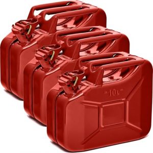 BW® Jerrican en métal - 3 x 10 l - Rouge - RAL 3000 - Certifié TÜV et homologation ONU - Fabriqué en Europe (let's build brands, neuf)