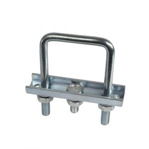 Bride de montage AB TECH universelle carrée 60 mm en acier zingué pour tube carré de 60x60mm, fixation par écrous et rondelles M10, argenté, montage sur timon (Novoo France, neuf)