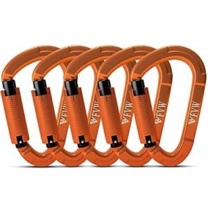 Mousqueton Escalade, 5PCS Mousquetons Verrouillage Automatique, 25kN Mousqueton, Certifié CE, Solide, pour Alpinisme, Laisse Chien, Sac de Frappe, Pompier, Hamac, Porte clé, Forme de D (OYELD, neuf)