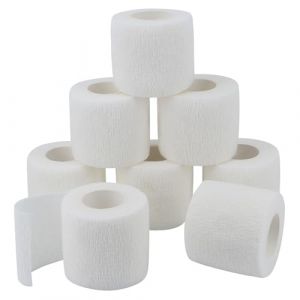 QiGui 8 Rouleaux Bandage Autoadhésif Bandage Medical pour Premiers Secours Bandage Pansements Elastique Bandage Animal Vétérinaire pour Poignets Cheville Mains Pieds 5cm x 4,5m (Blanc) (Vangoal, neuf)