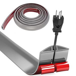 Cache Cable Sol, Petit Canal de C&acirc;ble Flexible, 3.0M x 3cm Protege Cable Sol, Goulotte Passe Cable Sol Silicone, Cache Fil &Eacute;lectrique Sol Auto-Adh&eacute;sif pour Tous Les C&acirc;bles(Gris) (HengRongSh-EU, neuf)