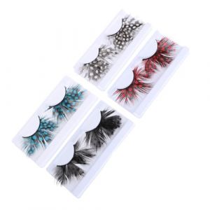 SAFIGLE 4 Faux Cils Halloween à Colorés Plume Haute Densité Style pour Fête et Cosplay (KKater, neuf)