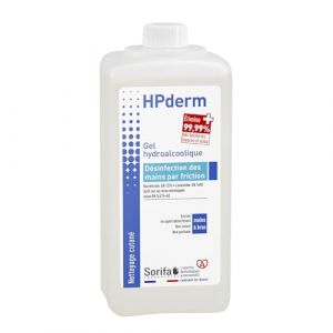 HPderm Gel hydroalcoolique pour la désinfection des mains - Flacon 1 Litre (DERMACARE-PRO, neuf)