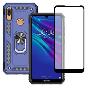 Yiakeng Coque pour Huawei Y6 2019 et Verre Trempé D'écran Protecteur, Silicone Antichoc Défense Bumper Armure Housse Etui pour Huawei Y6 2019 (Bleu) (yiakeng, neuf)