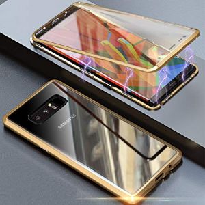 Colala Coque Samsung Galaxy Note 8 Adsorption Magn&eacute;tique Housse [M&eacute;tal Cadre] [Avant arri&egrave;re Verre tremp&eacute;] Alliage D'aluminium Upgraded Version Cas 360 degr&eacute;s Antichoc Cover Case - Or (Colala, neuf)