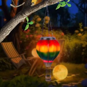 Rppiup Lanterne solaire LED, montgolfi&egrave;re, lumi&egrave;res et d&eacute;coration de jardin pour ext&eacute;rieur, lanterne suspendue effet flamme d&eacute;corative (Rppiup, neuf)