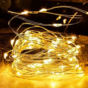 FREMON Guirlande Lumineuse, 50LEDs 8 Modes d'éclairage, Guirlande LED pour Extérieur et Intérieur avec Fonction Mémoire, Lumières pour Decoration Chambre, Mariage, Noël, Arbre (5M/1Pièce Jaune Chaud) (FREMON-FR, neuf)