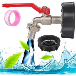Uni-Fine IBC Connecteur à Filetage, Daptateur cuve, S60X6 Raccord Robinet, Robinet de Jardin avec Adaptateur en Laiton,Raccord Cuve 1000 litres Robinet de Jardin pour Recuperateur Eau de Pluie (Uni-Fine Shop, neuf)