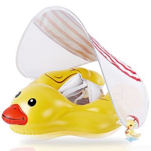 EDWEKIN® Bouée de Natation pour bébé, Aide à la flottabilité avec Pare-Soleil Amovible, entraîneur de Natation pour bébé, Canard, pneus de Natation pour bébés, Tout-Petits de 3 à 36 Mois (EDWEKIN, neuf)