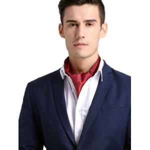 Prettystern Cravate Ascot Homme en 100% Soie &ndash; &Eacute;charpe Lavalli&egrave;re Double &Eacute;paisseur &Eacute;l&eacute;gante pour Affaires et C&eacute;r&eacute;monies 9. rouge Paisley print (PrettyLand.eu, neuf)
