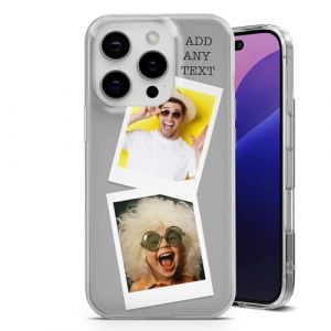 AMAZING &Eacute;tui Personnalis&eacute; pour iPhone 14 Pro Max - Coque Flexible en TPU - Personnalisez Votre Coque avec Images, Photos, Texte - Design Style Polaroid - 2 Photos (PrintAmazing, neuf)